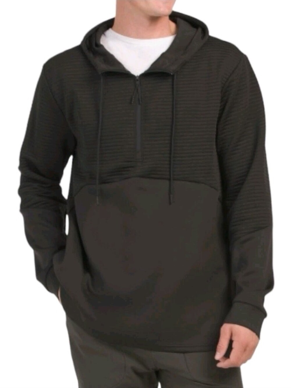 Apana Men's Hooded Sweatshirt XL Fitness Quarter Zip Hoodie Textured